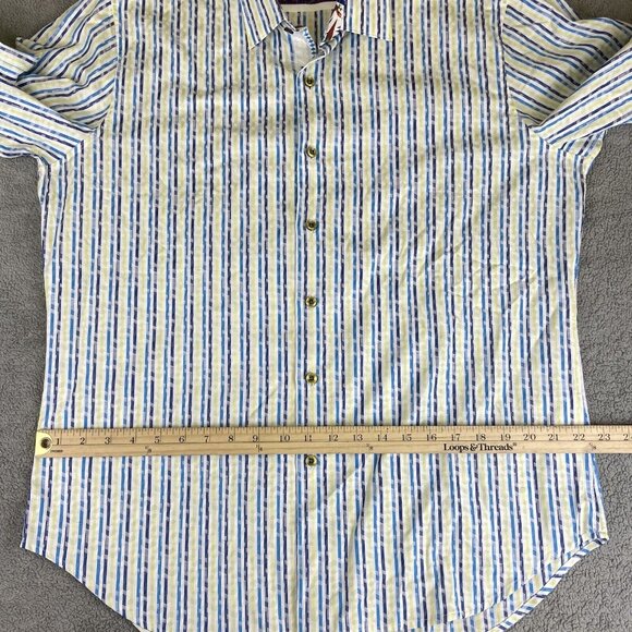 Robert Graham Shirt Men's Large Striped Button Long Sleeve Dinosaur‎ Flip Cuff - Picture 11 of 16